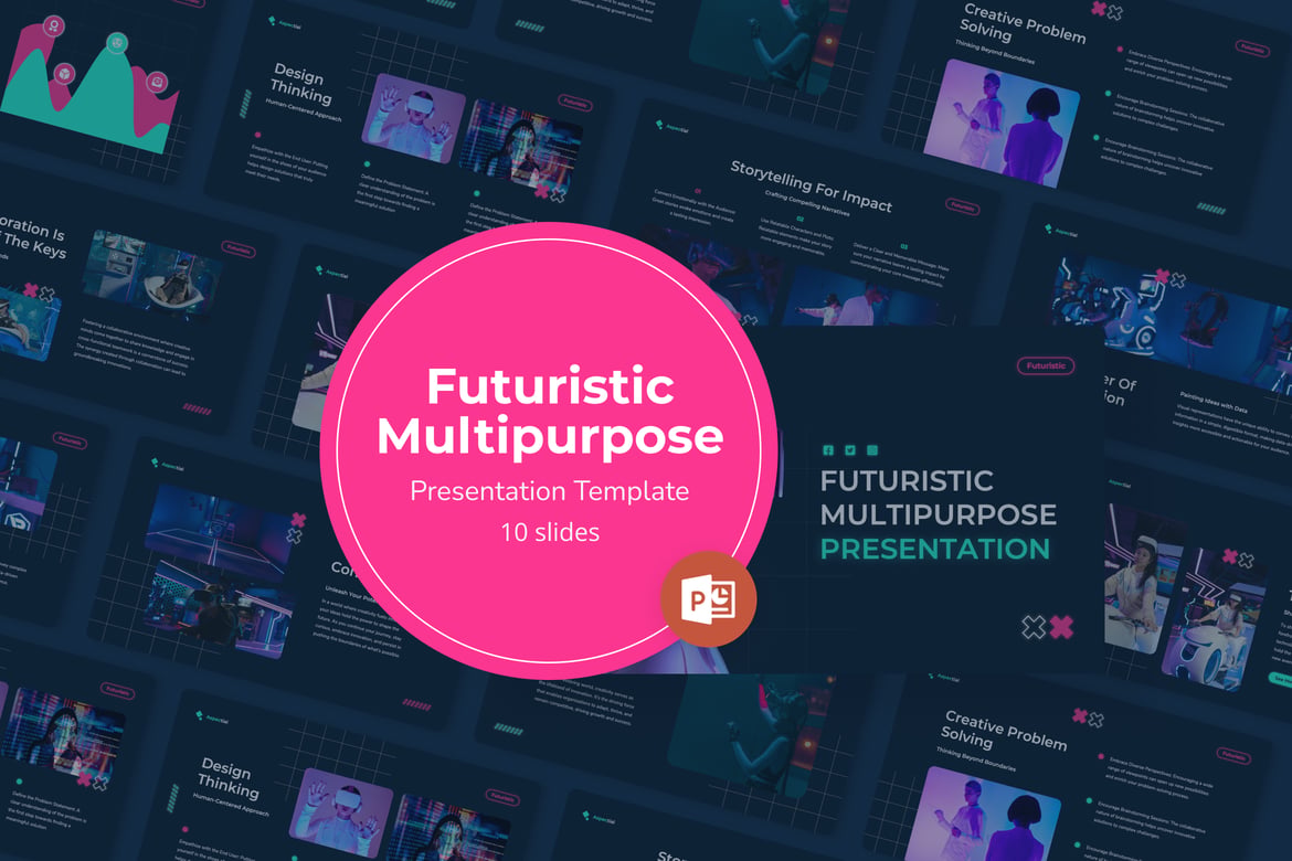 Template Presentasi PowerPoint Futuristik Serbaguna