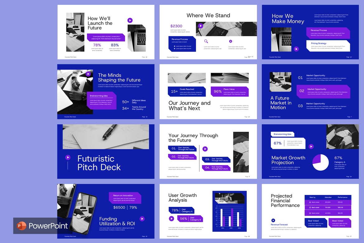 Template Presentasi Pitch Deck Futuristik yang Menarik