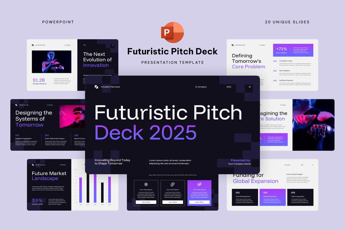 Template Presentasi PowerPoint Futuristik untuk Ide-Ide Masa Depan