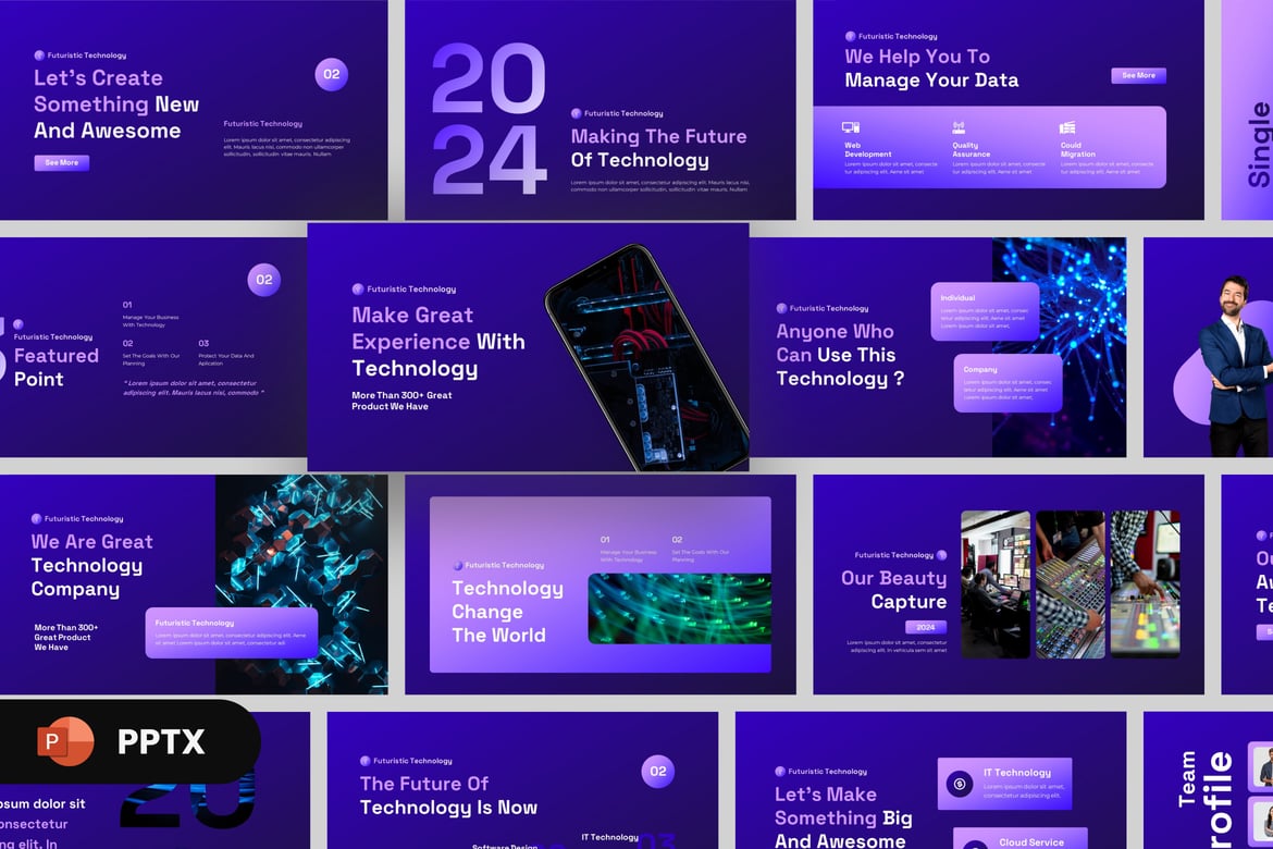 Template PowerPoint Teknologi Futuristik yang Memukau