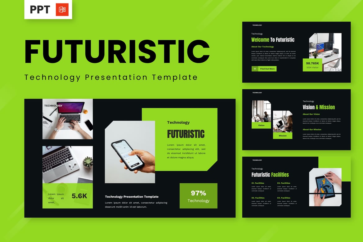 Template Powerpoint Teknologi Futuristik yang Menarik