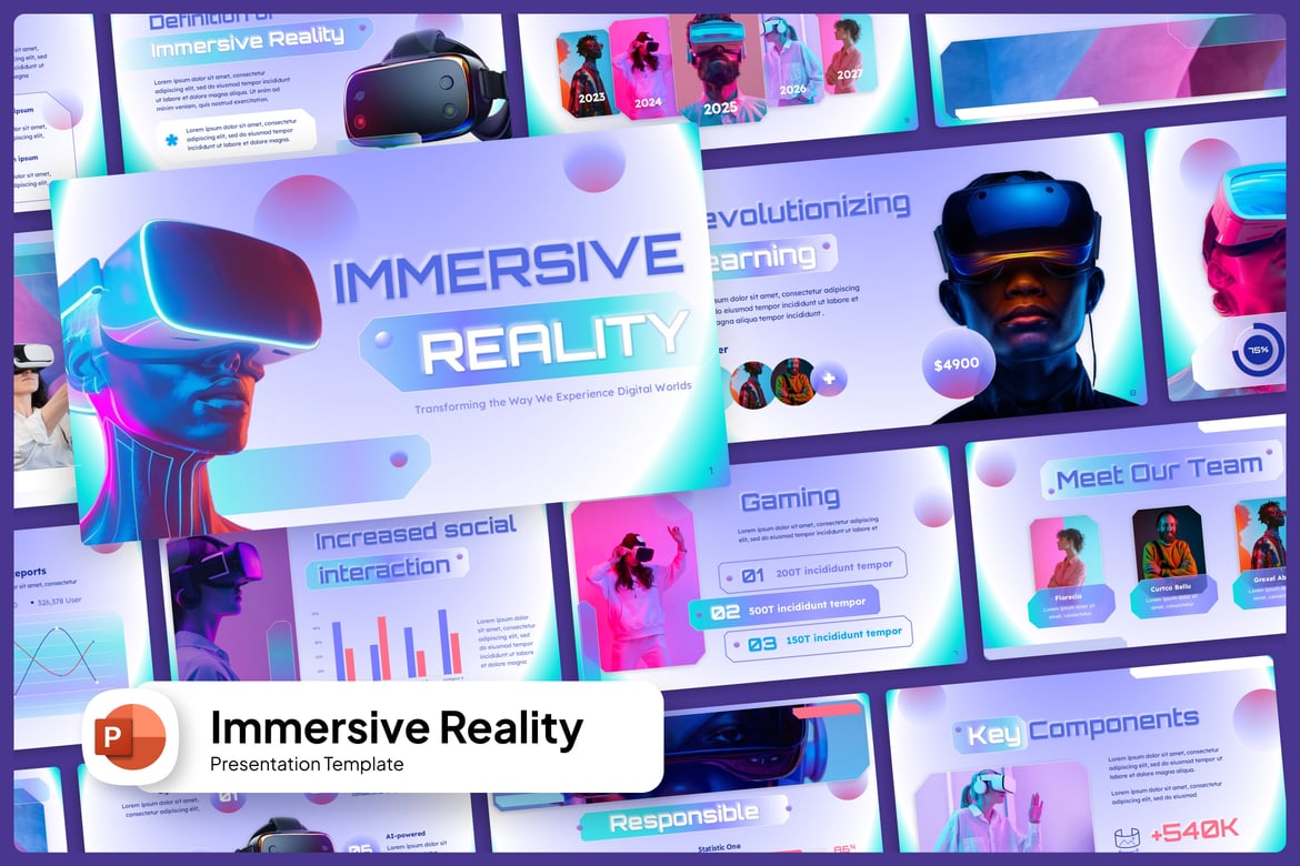 Template PowerPoint VR Futuristik untuk Presentasi Profesional