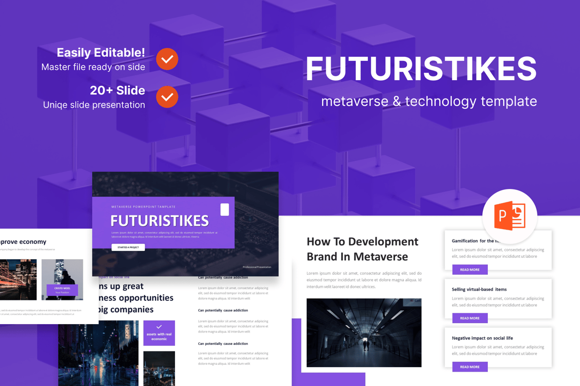 Template Powerpoint Futuristikes untuk Metaverse yang Menarik