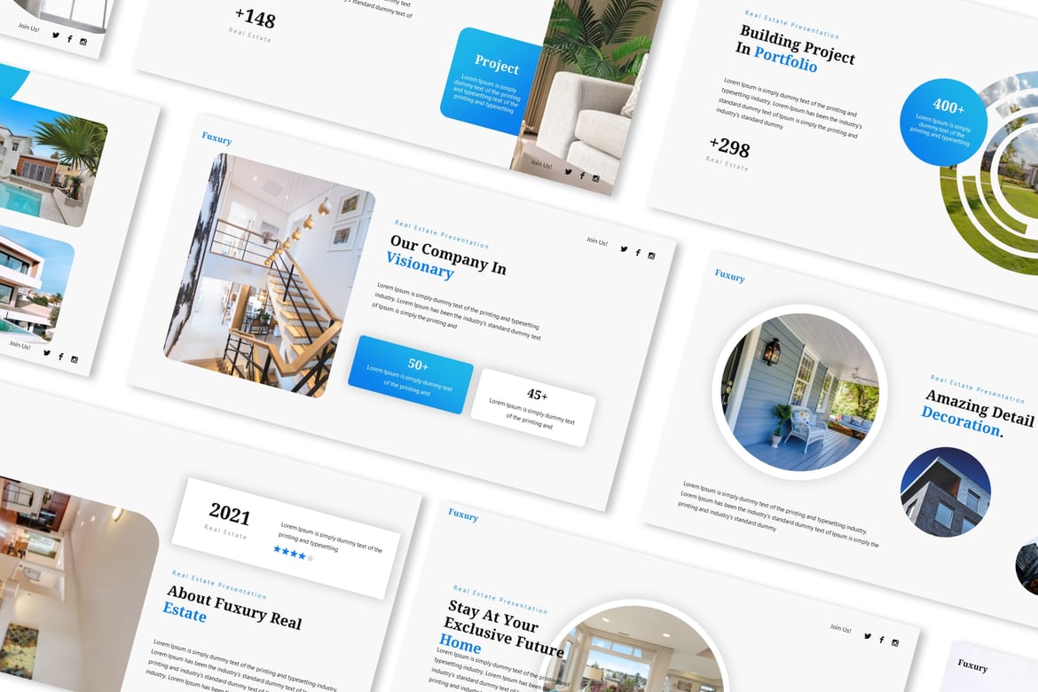 Template PowerPoint Fuxury untuk Presentasi Real Estate yang Menarik
