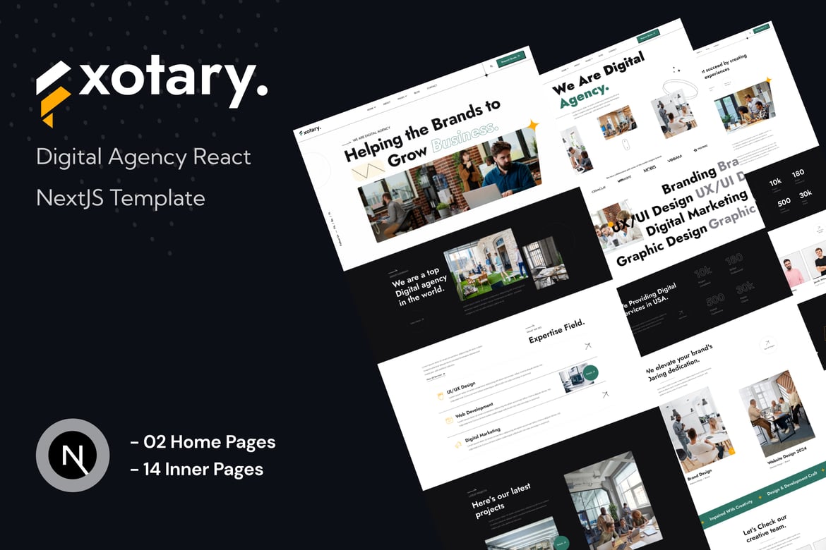 Fxotary - Template Website Digital Agency Berbasis React NextJS