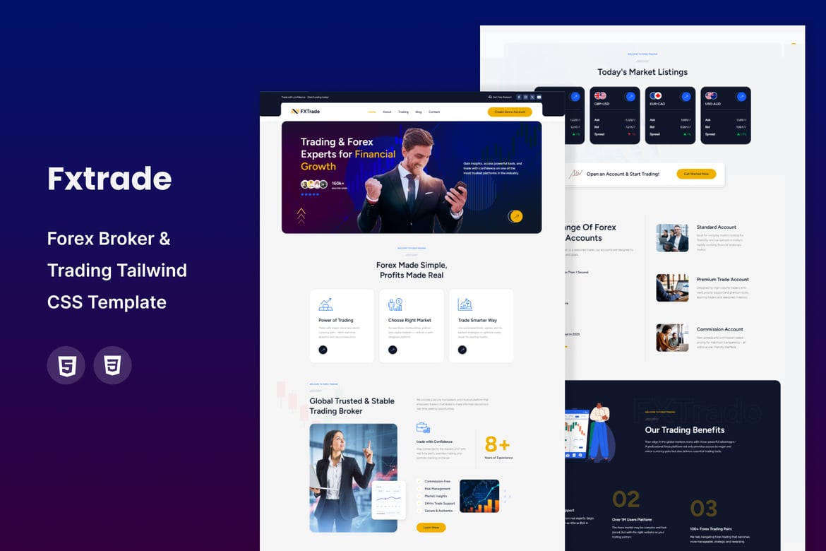 Fxtrade - Template Website Broker Forex dan Trading Modern