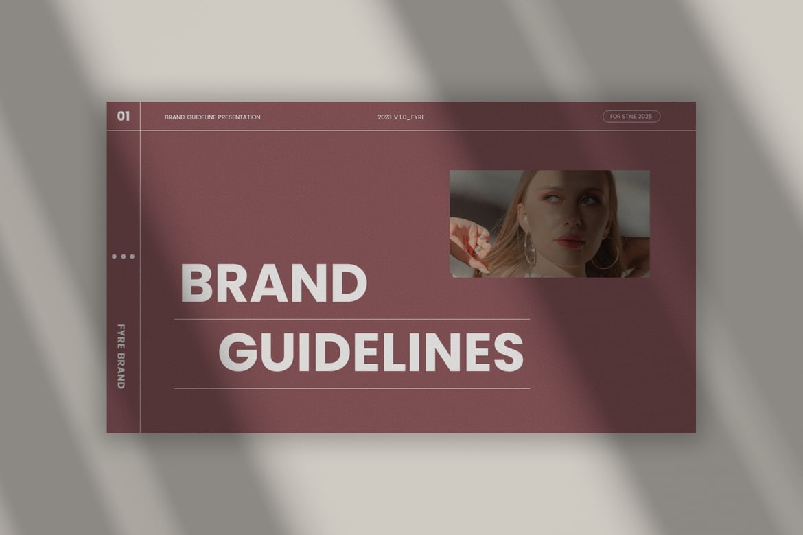Template Presentasi PowerPoint Fyre - Panduan Merek yang Elegan