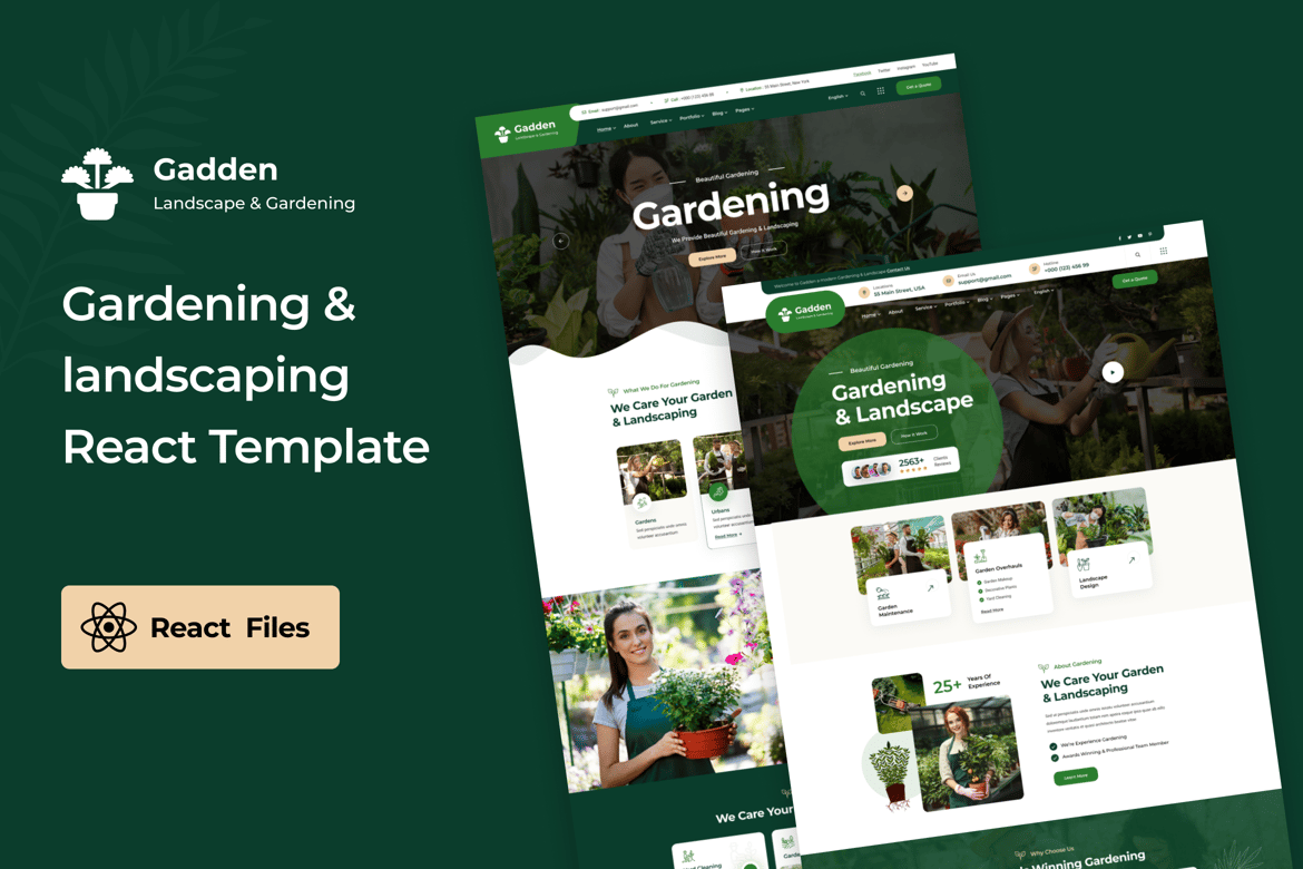 Gadden - Template Website Lanskap Taman Modern dengan React NextJs