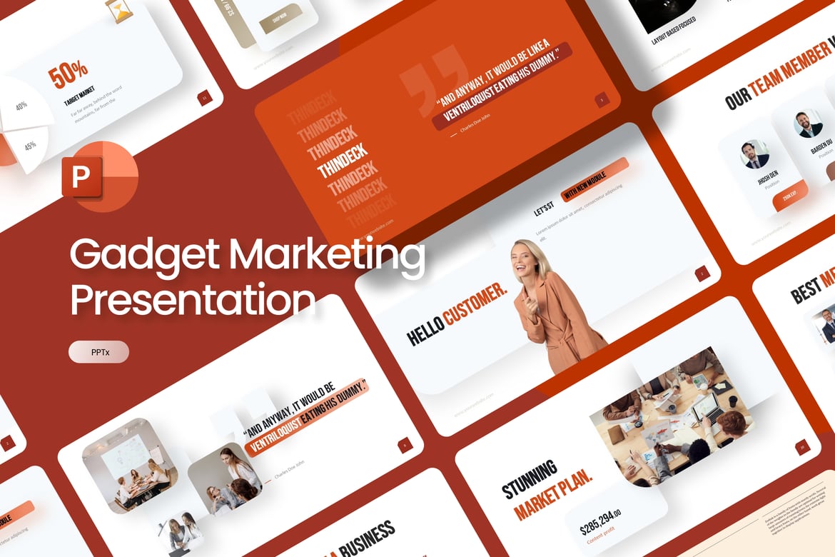 Template PowerPoint Pemasaran Gadget yang Modern dan Minimalis