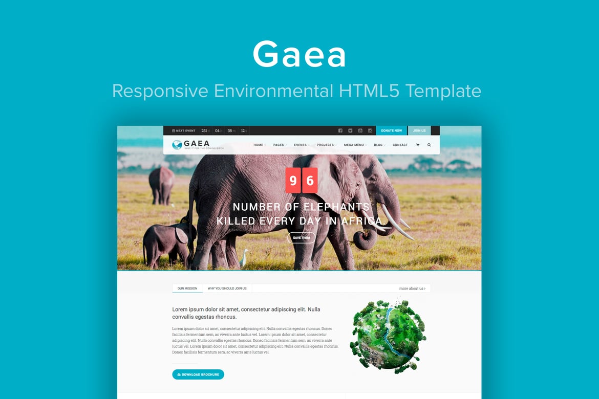 GAEA - Template Website Lingkungan yang Responsif dan Modern