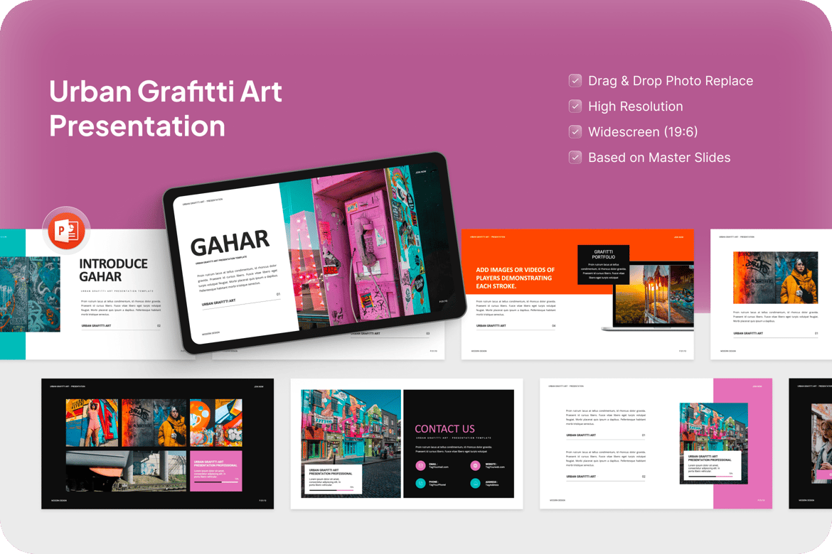 Gahar - Template Presentasi PowerPoint Seni Graffiti Urban yang Menggugah