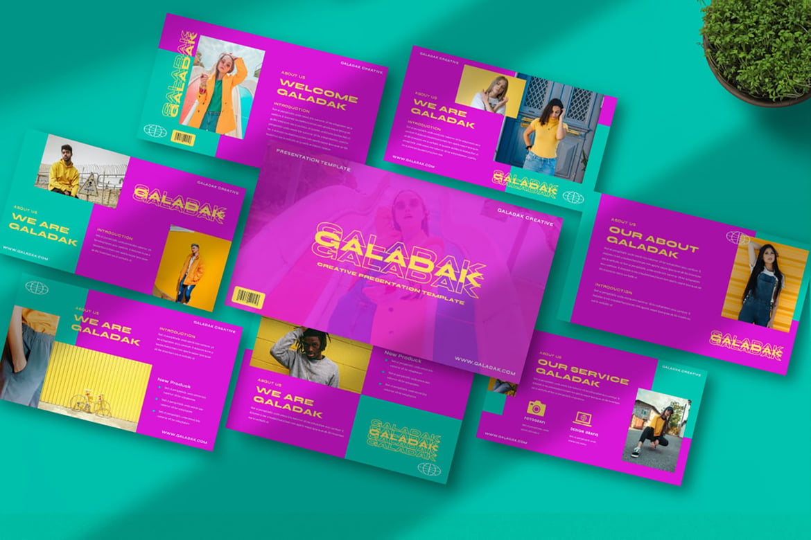 Template PowerPoint Kreatif Galadak untuk Presentasi Profesional