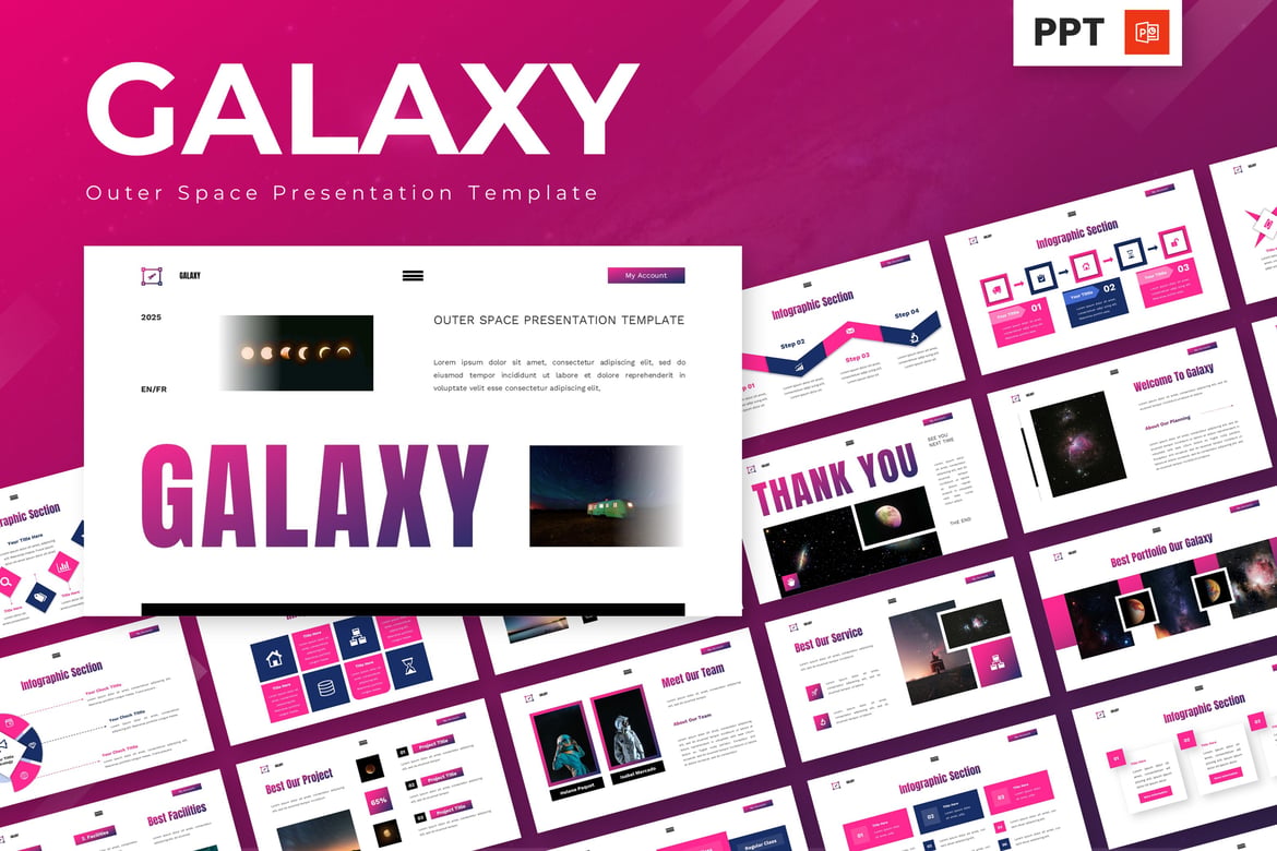 Template Presentasi PowerPoint Outer Space Galaxy yang Menakjubkan