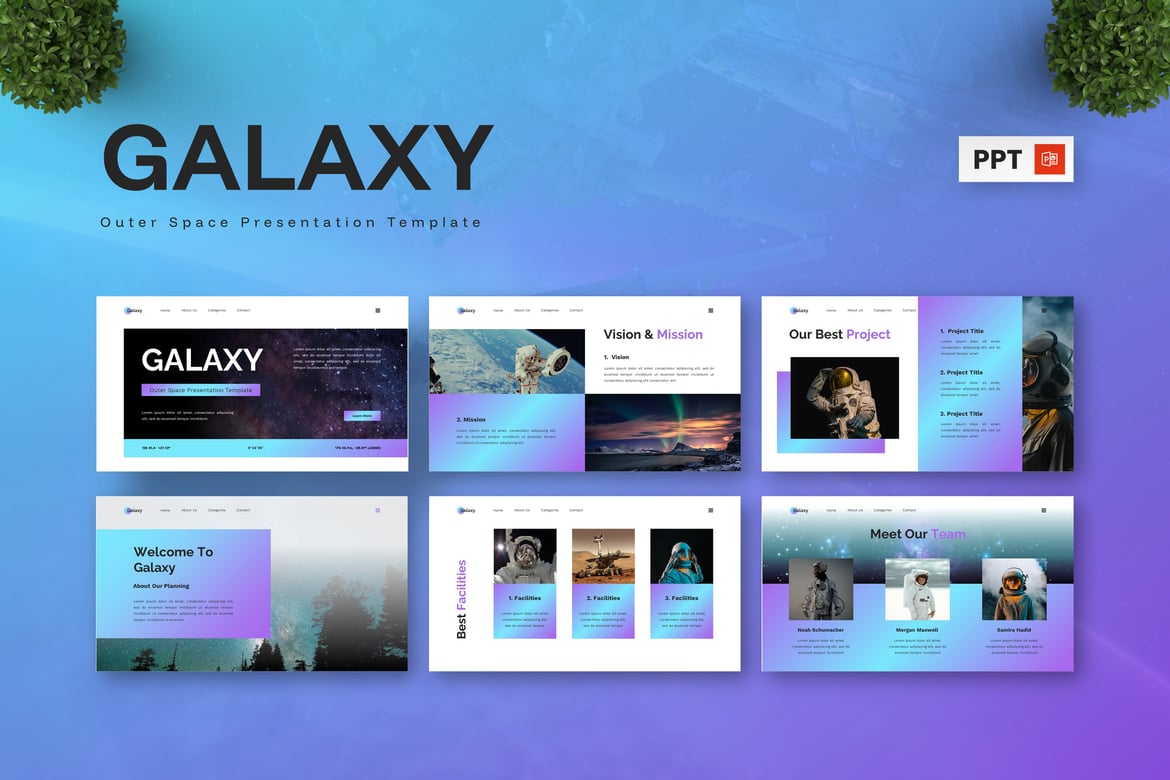 Template Presentasi Galaxy - Powerpoint Bertema Luar Angkasa