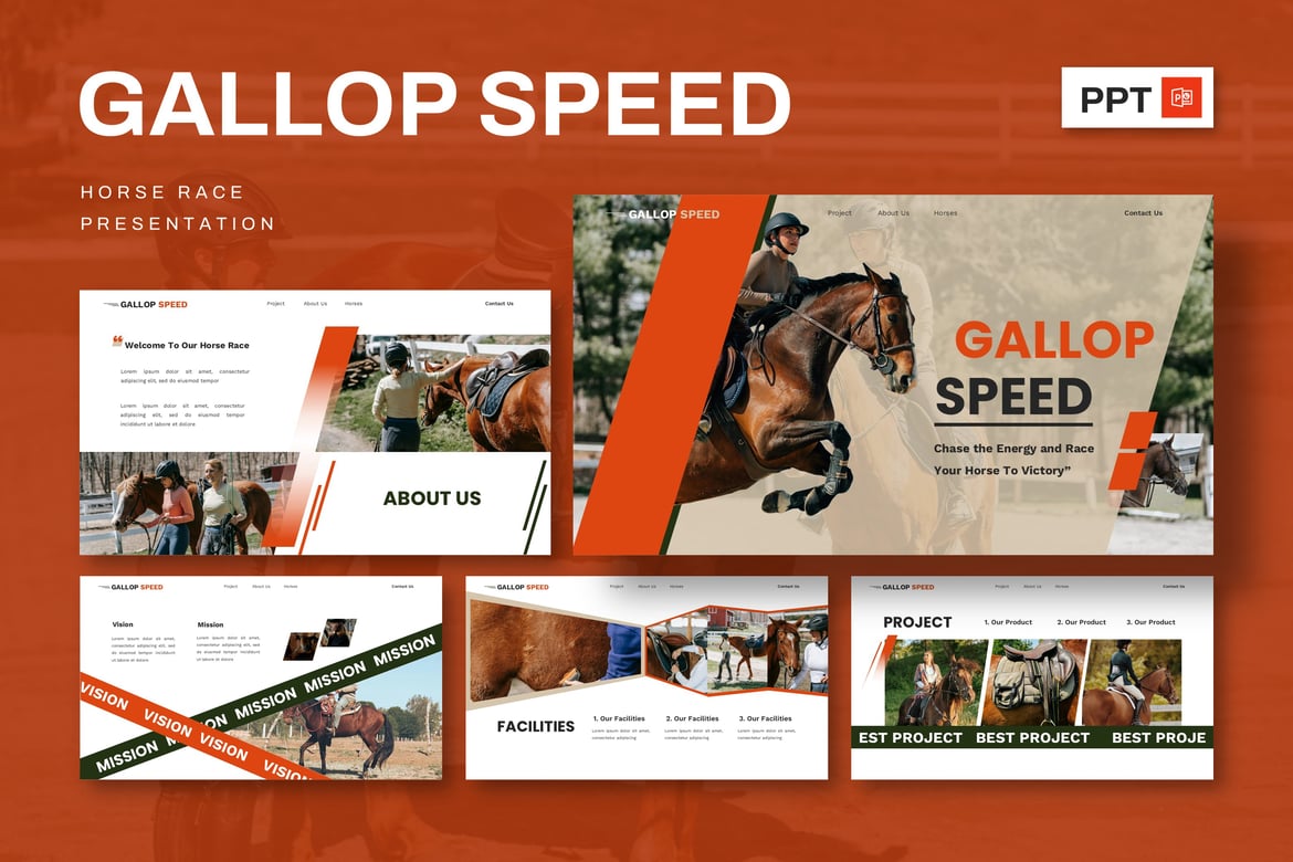 Gallop Speed - Template Presentasi Balap Kuda yang Dinamis