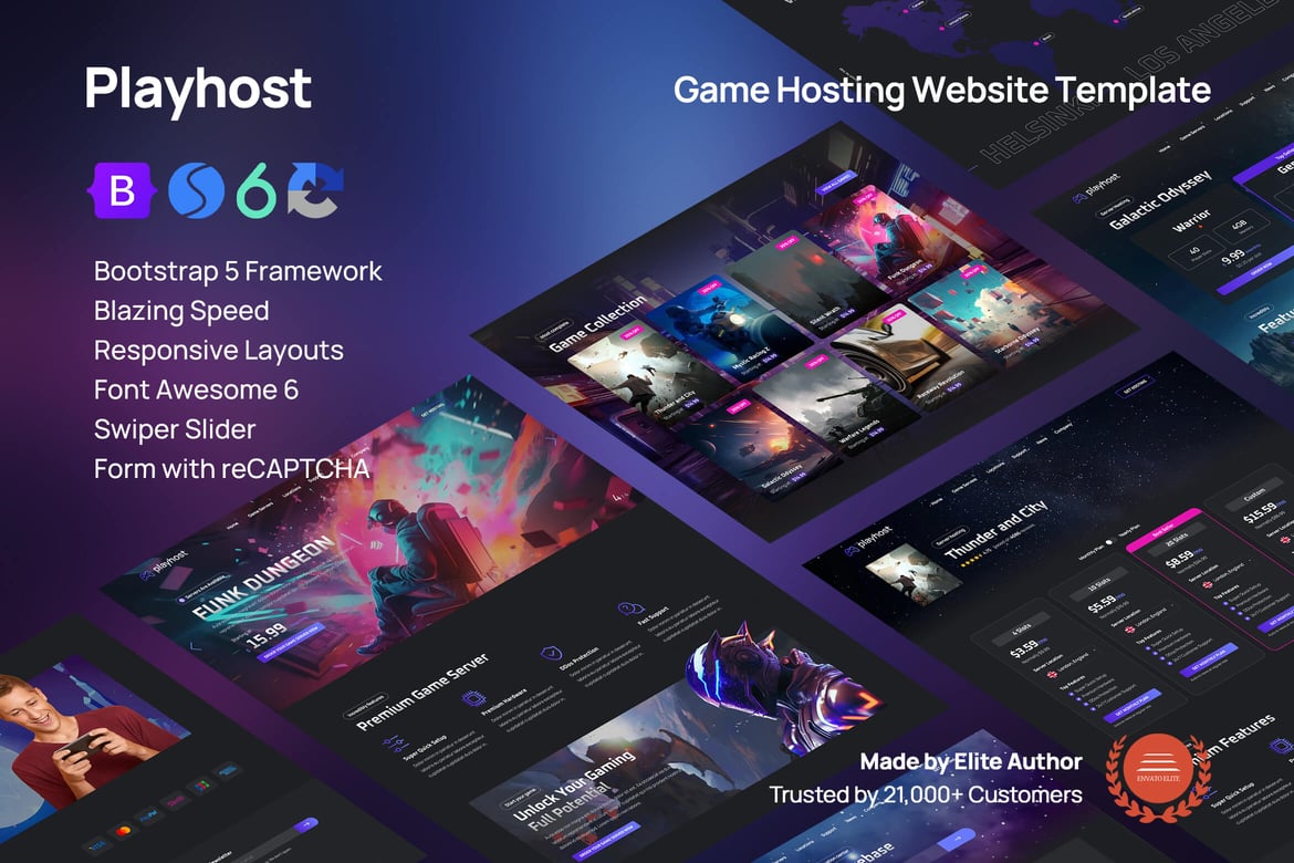 Template Website Hosting Game - Playhost yang Modern dan Responsif