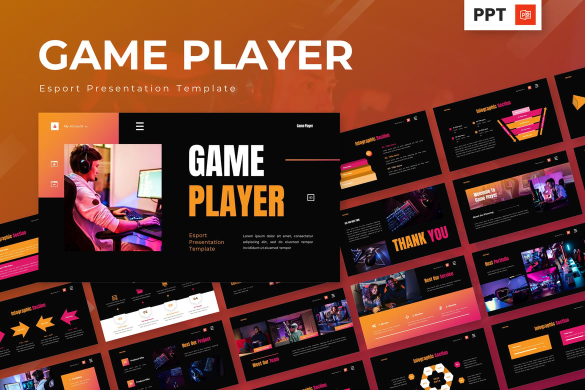 Template Powerpoint Esport - Game Player yang Menarik