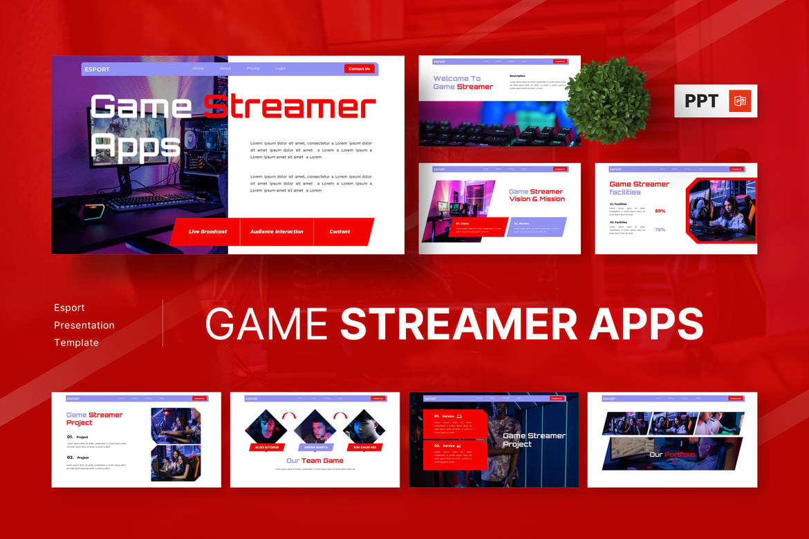 Template PowerPoint untuk Game Streamer - Esport yang Menarik