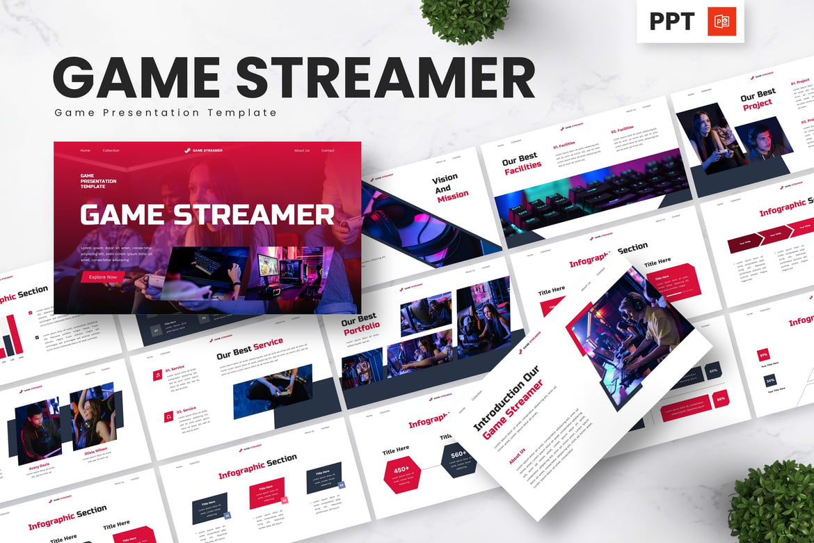 Template Presentasi Powerpoint untuk Game Streamer yang Menarik