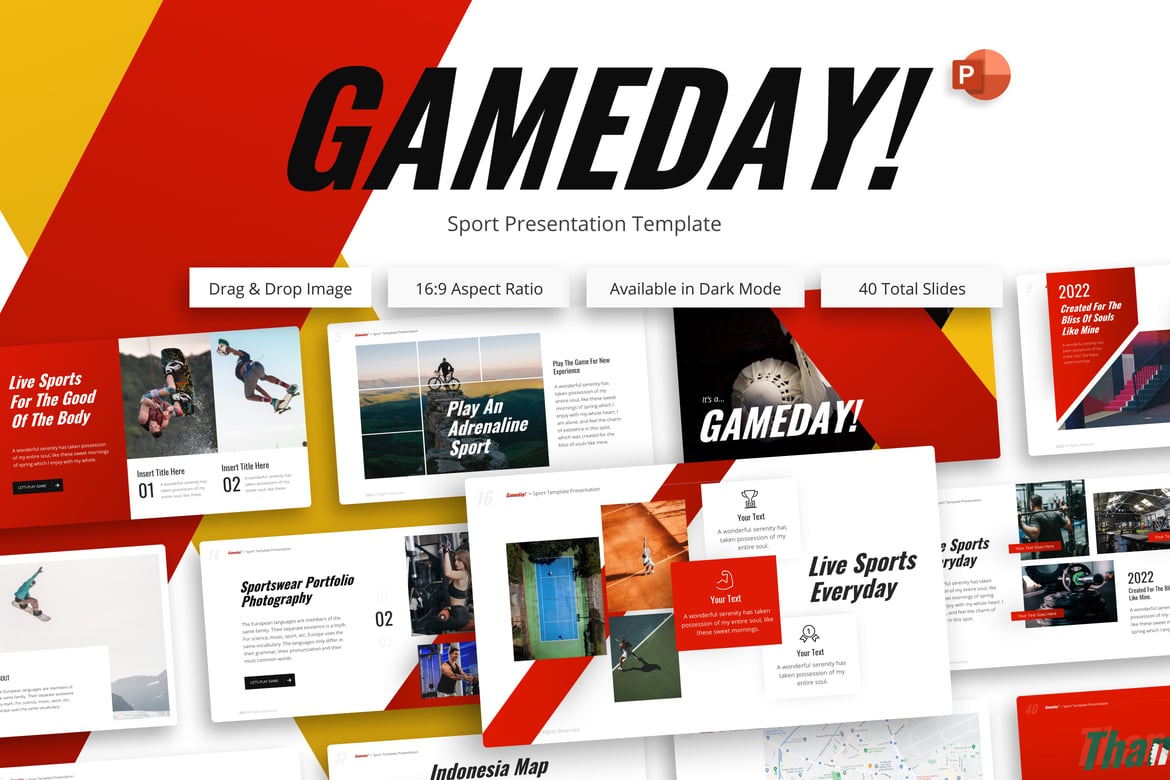 Template PowerPoint Kreatif Gameday untuk Presentasi Olahraga