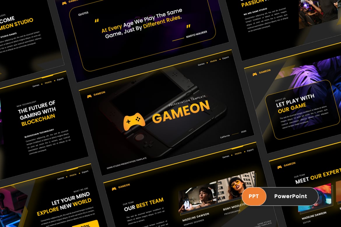 Gameon - Template PowerPoint Kreatif untuk Studio Game