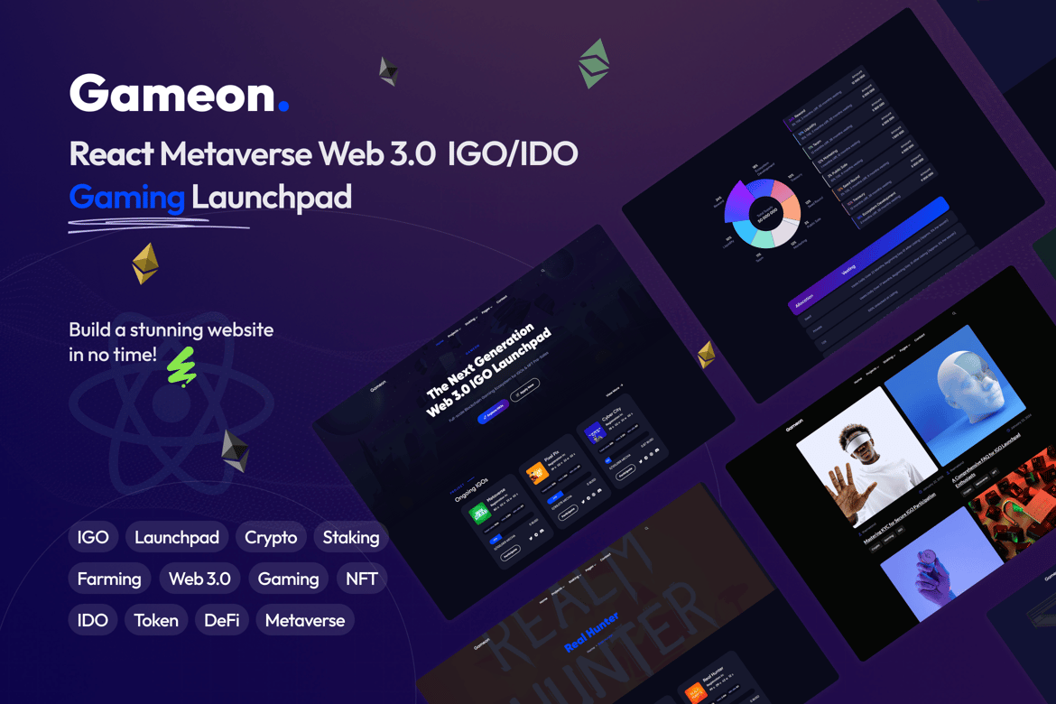 Gameon - Template Website Launchpad IGO Metaverse yang Modern