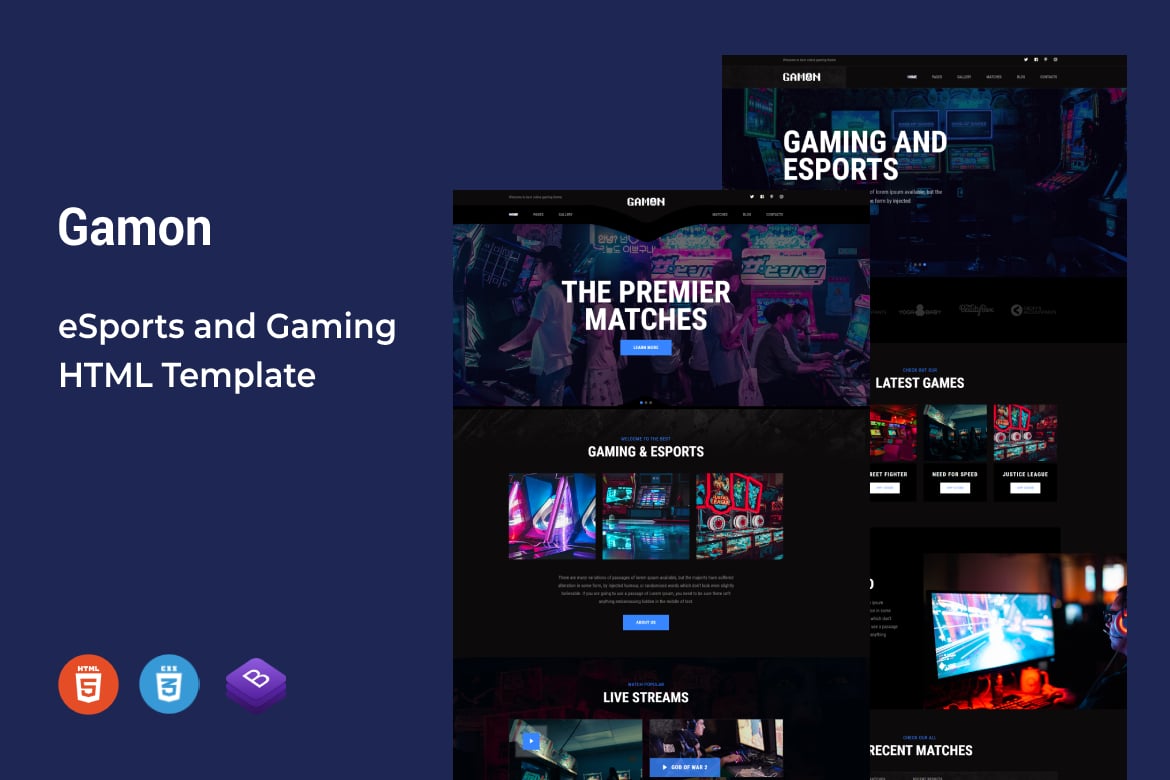Gamon - Template Website HTML Modern untuk Komunitas Gaming dan eSports