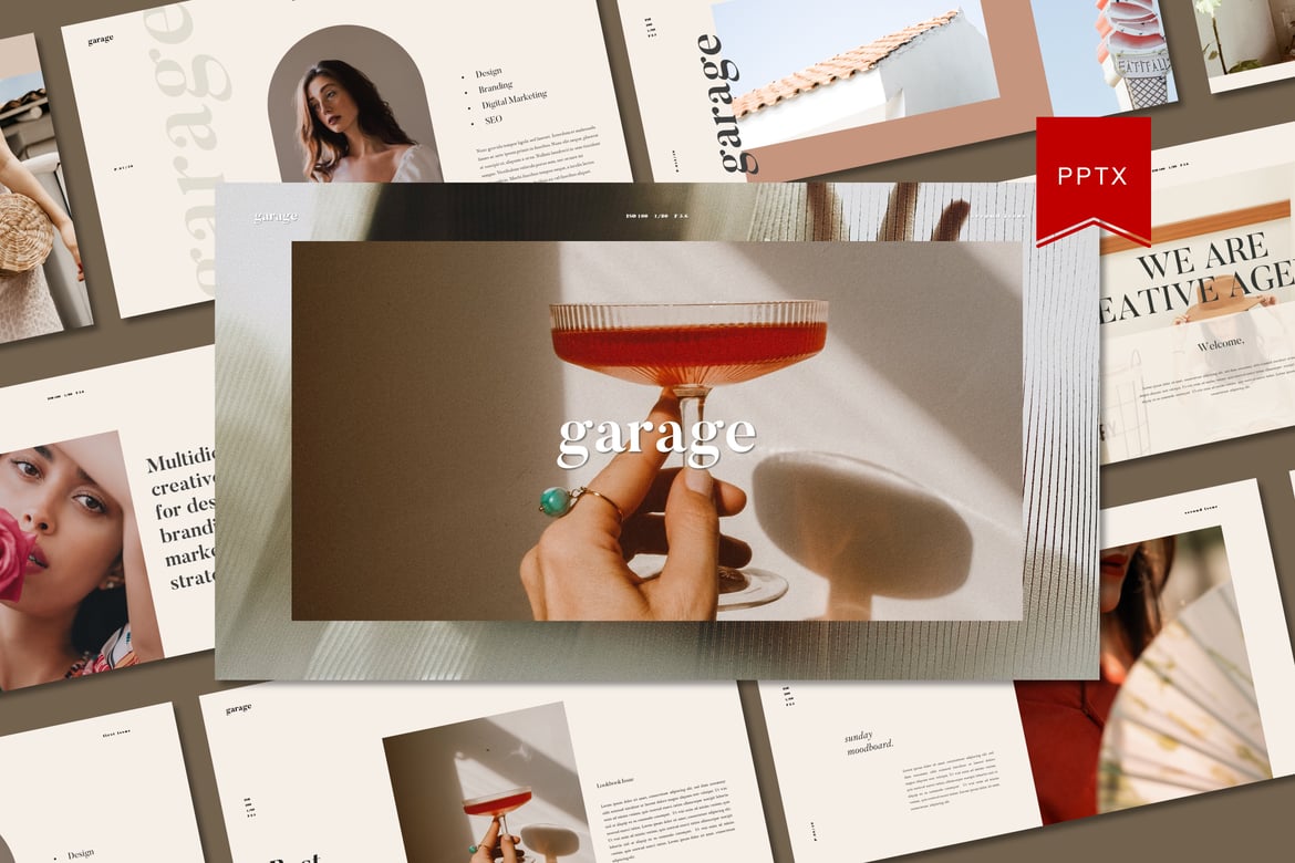 Template Presentasi Powerpoint Lookbook Garage yang Elegan
