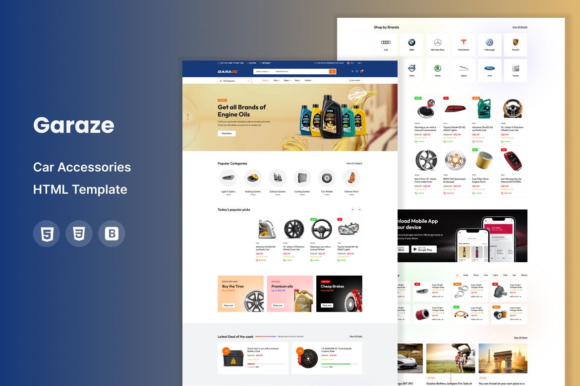Garaze - Template Website Aksesori Mobil yang Responsif dan Kreatif