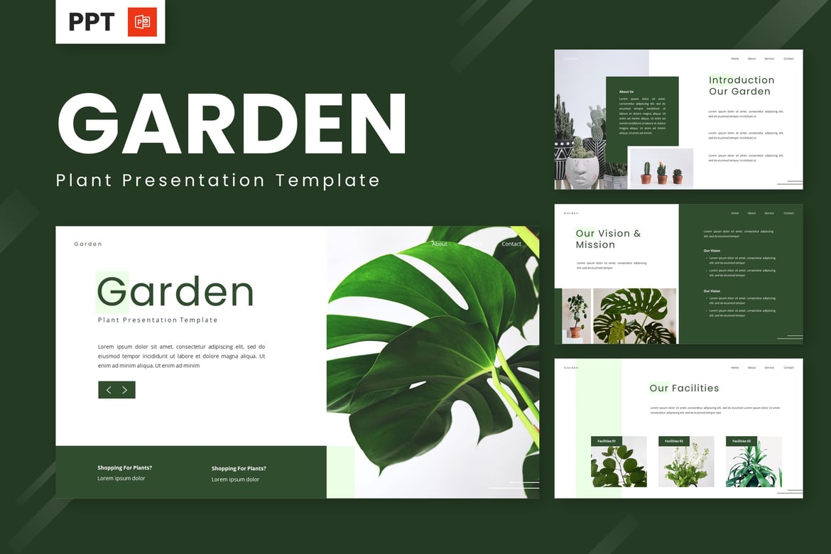 Template Presentasi PowerPoint Taman dan Tanaman yang Menawan