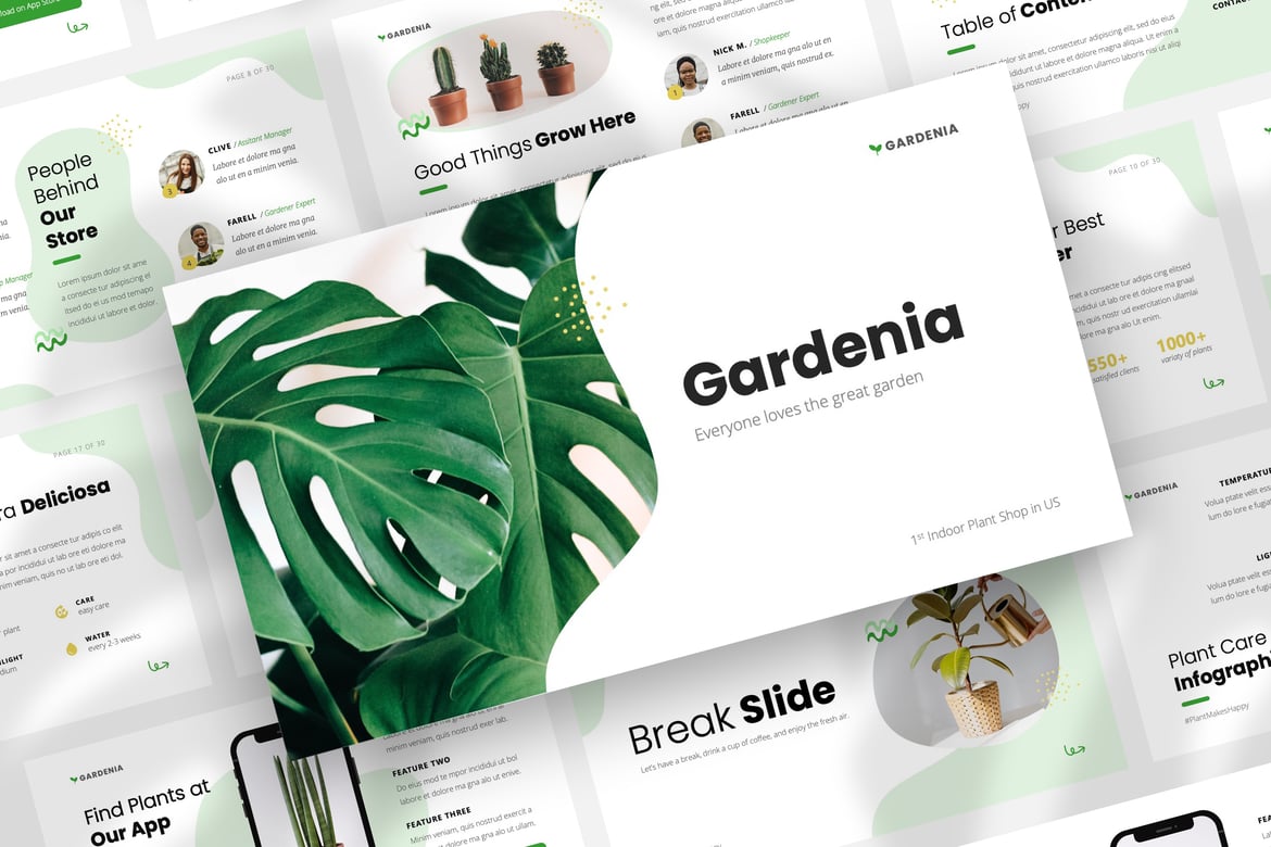 Template Presentasi PowerPoint Gardenia untuk Taman & Tanaman
