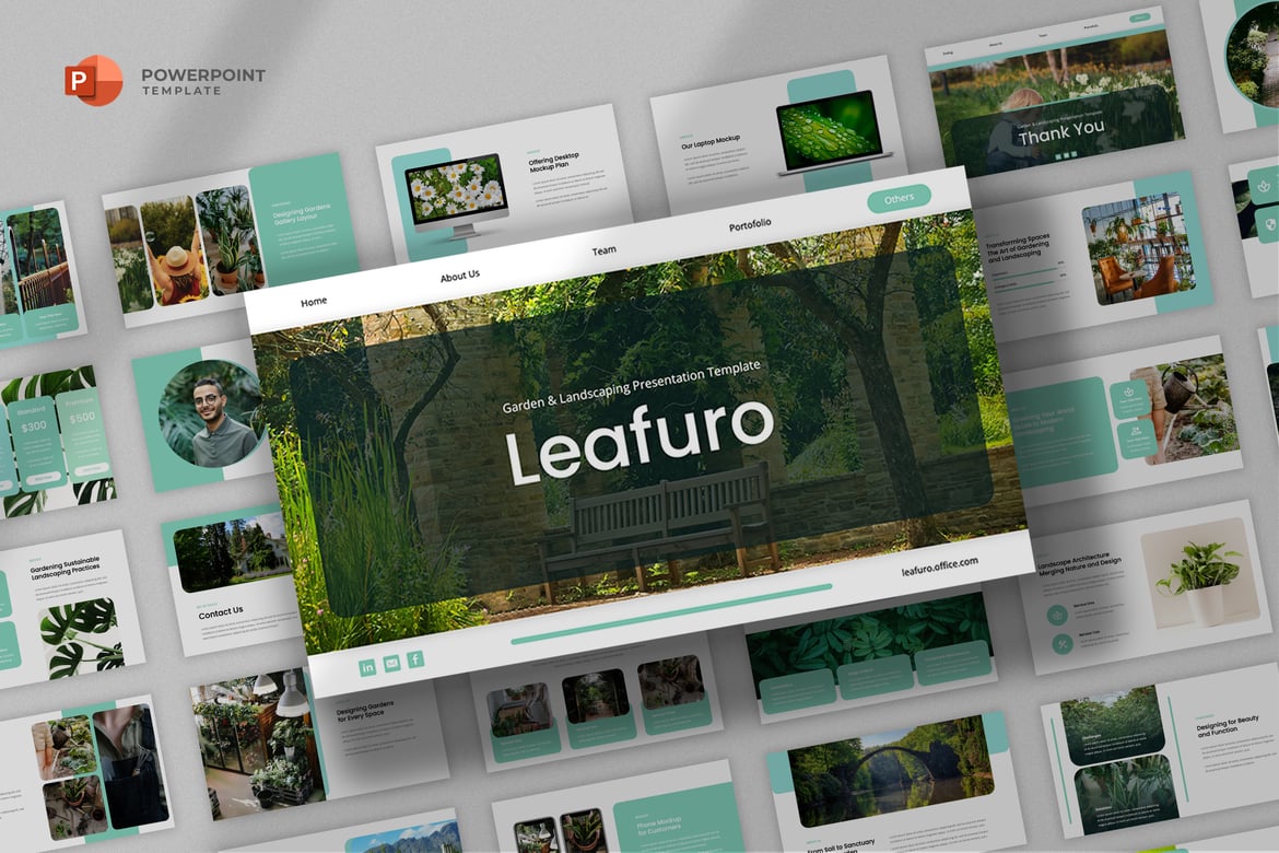 Template Powerpoint Profesional untuk Bisnis Berkebun dan Lanskap