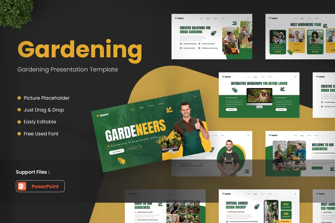 Template Presentasi Powerpoint Bertema Kebun yang Menarik
