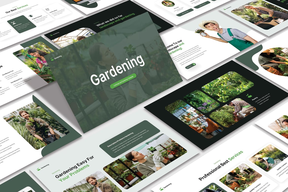 Template Presentasi PowerPoint Bertema Berkebun yang Kreatif