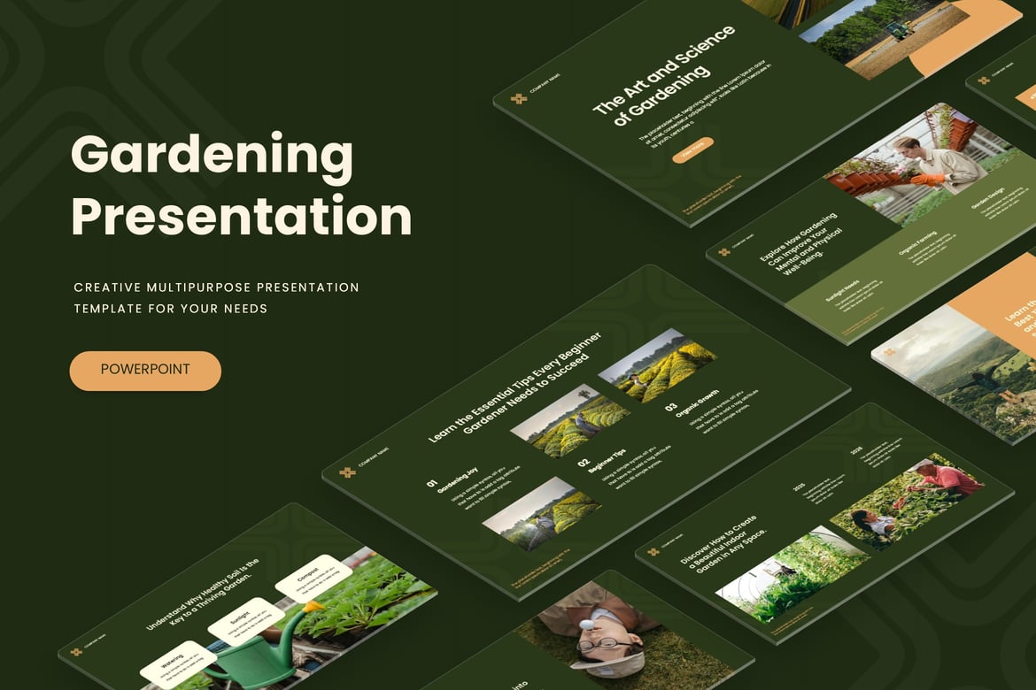 Template PowerPoint Berkualitas untuk Presentasi Bertema Berkebun