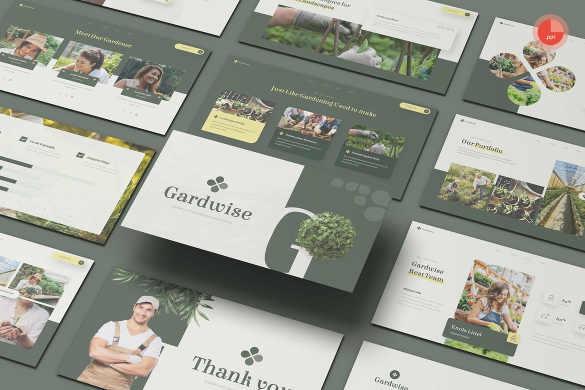 Gardwise - Template Presentasi PowerPoint untuk Pertanian dan Lanskap