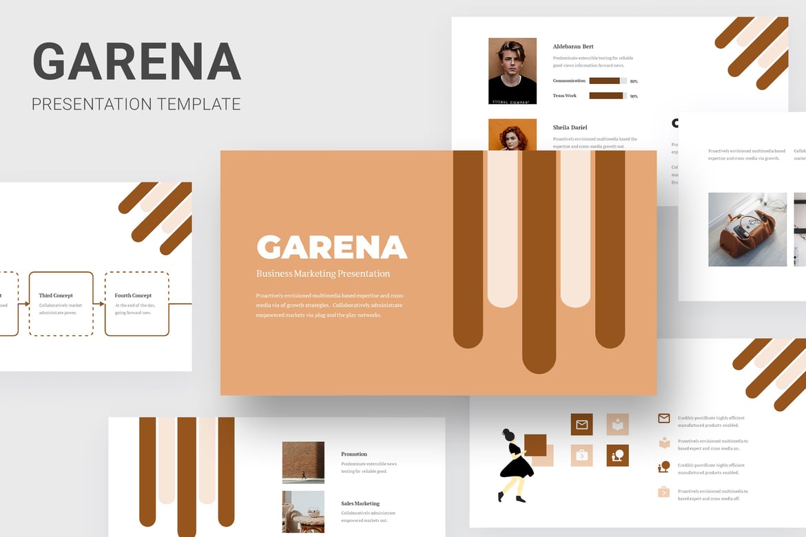 Template PowerPoint Pemasaran Bisnis Garena - Desain Brown Menarik