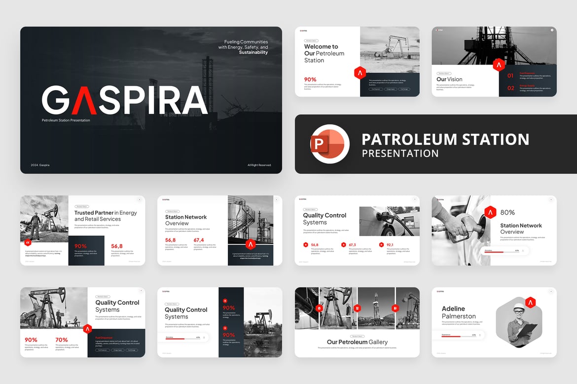 Template Presentasi Powerpoint Stasiun Pengisian Bahan Bakar yang Menarik dan Modern