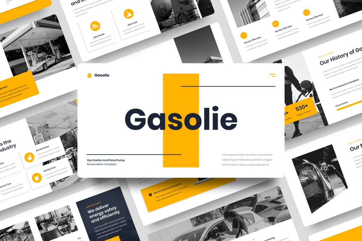 Template Presentasi PowerPoint Gasolie untuk Stasiun Pengisian Bahan Bakar