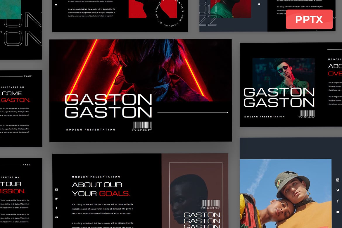 Template Presentasi PowerPoint Gaston yang Modern dan Elegan