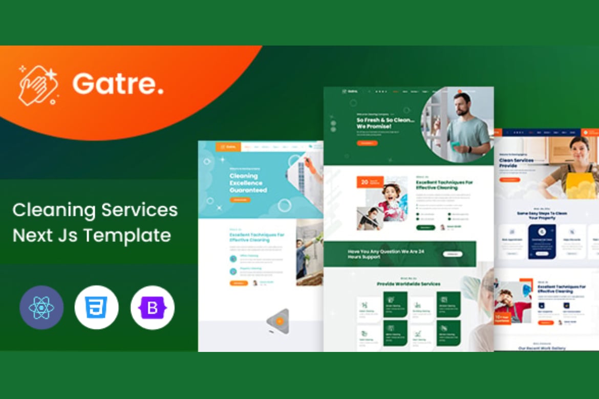 Gatre – Template Website Layanan Kebersihan Modern dan Profesional