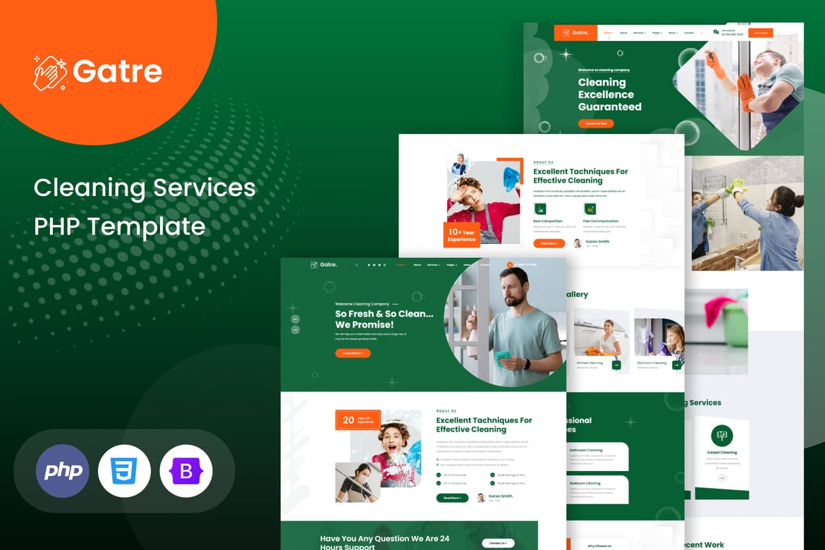 Gatre - Template Website Layanan Kebersihan Profesional