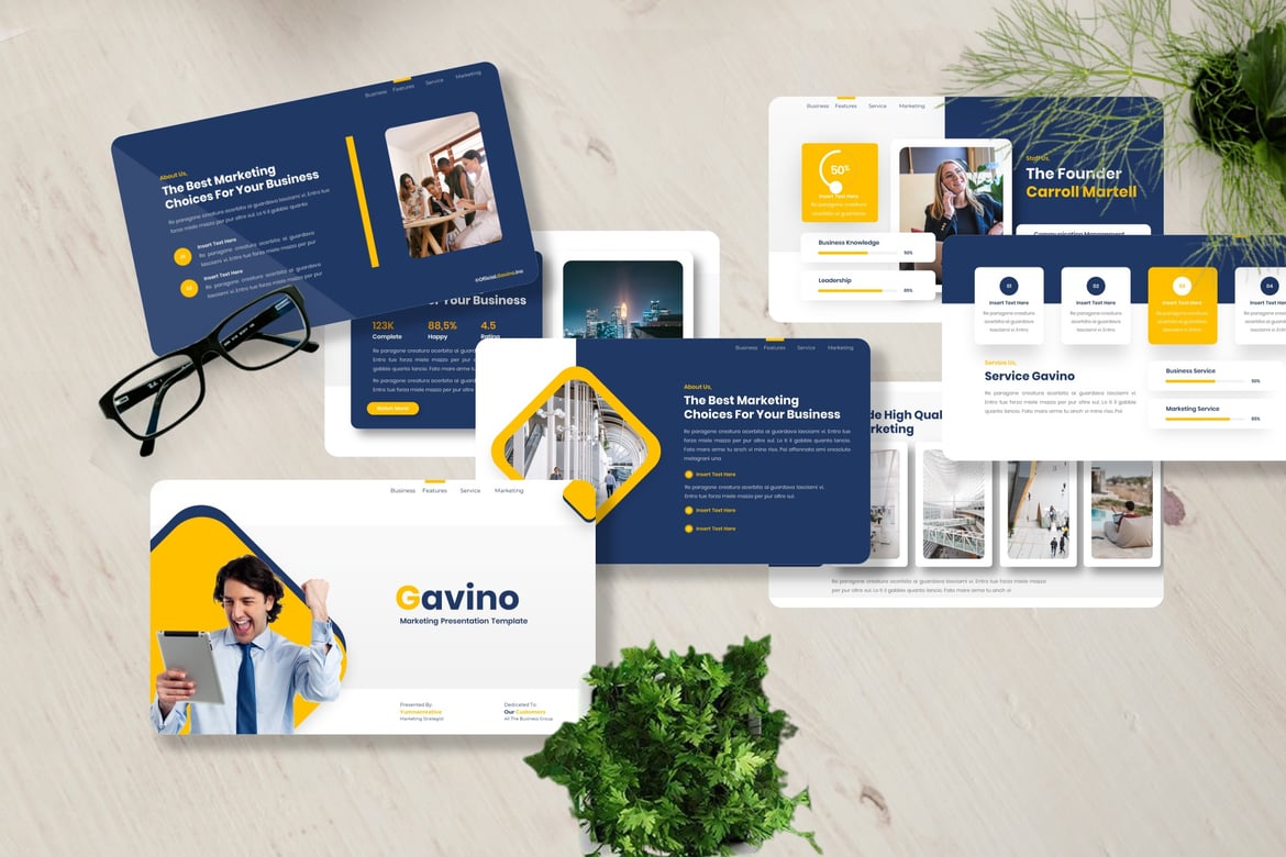 Gavino - Template PowerPoint Pemasaran yang Menarik