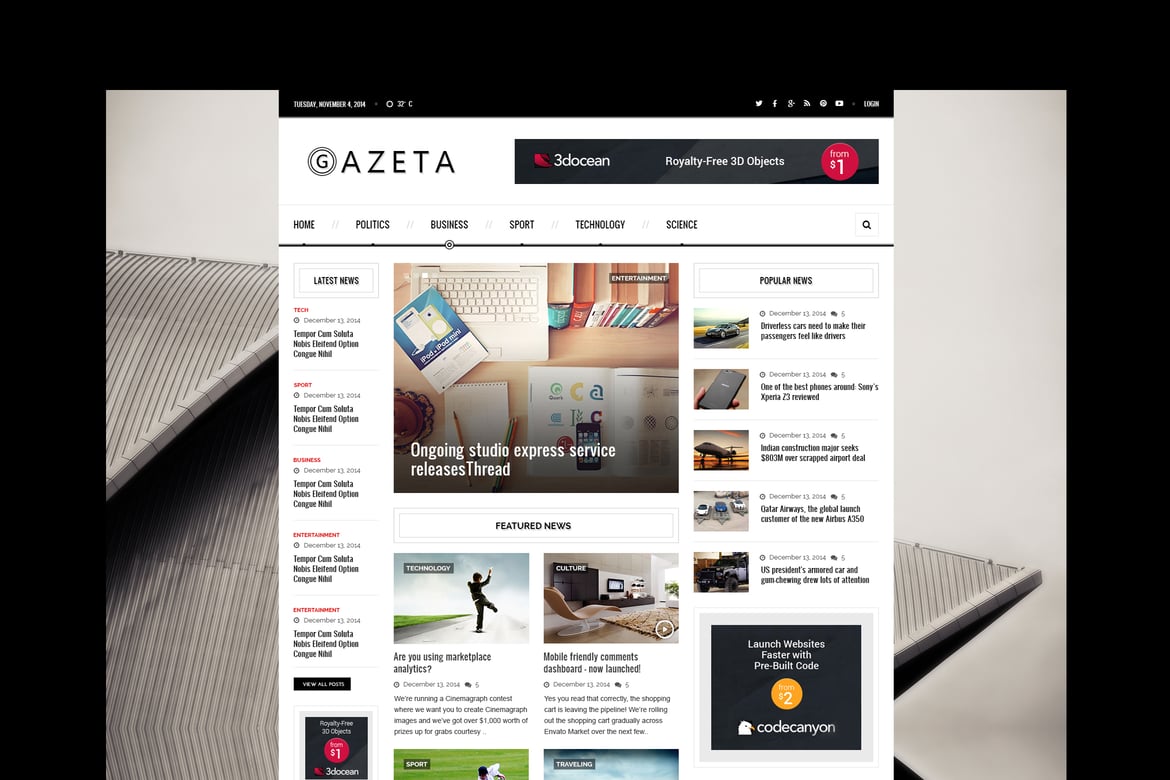 Gazeta 2 - Template Website Berita Responsif yang Menawan
