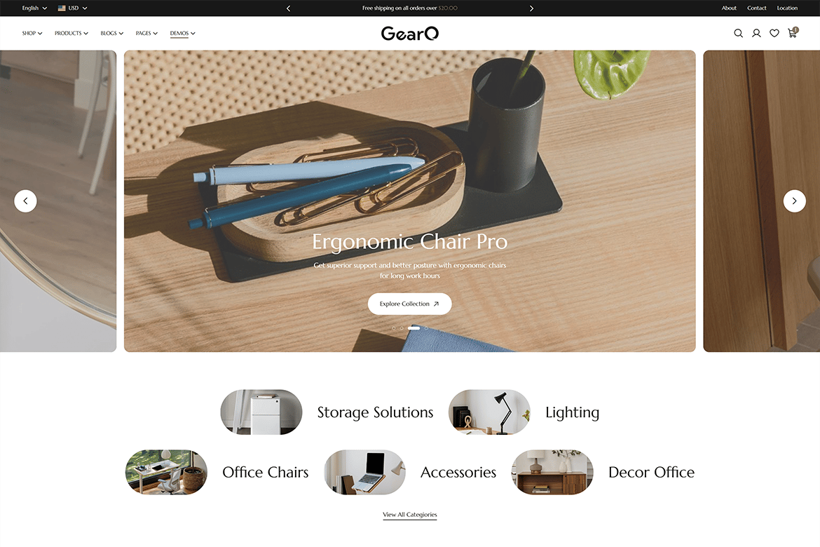 GearO - Template Website eCommerce Toko Furnitur Modern