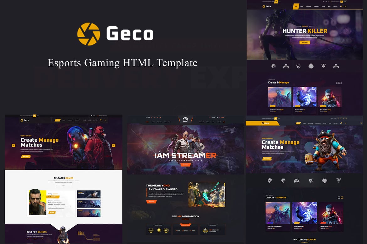 Geco - Template Website eSports Modern untuk Gaming