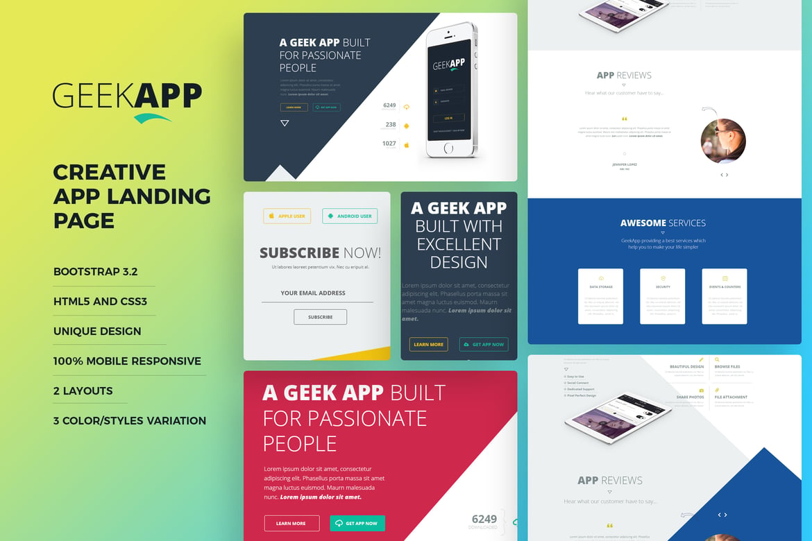 GeekApp - Template Website Landing Page Kreatif untuk Aplikasi