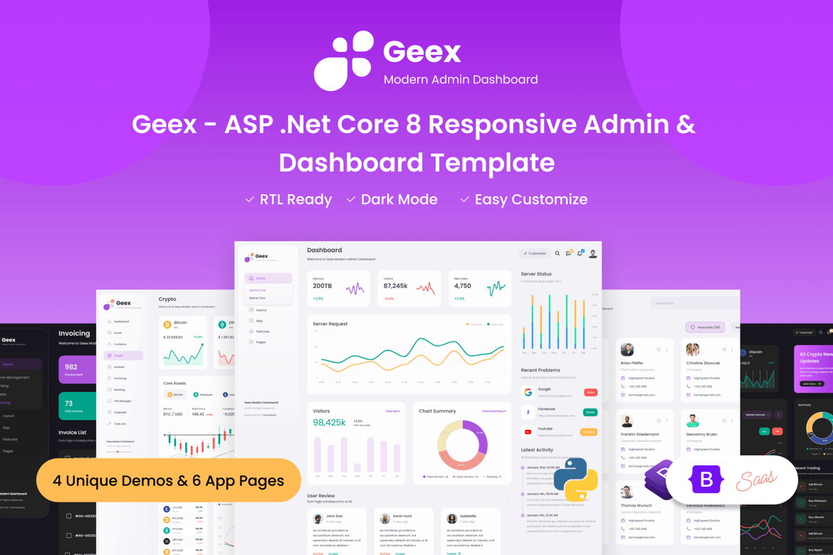 Geex - Template Website Admin & Dashboard Responsif ASP .Net Core 8