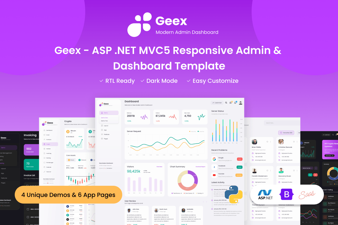 Geex - Template Website Admin & Dashboard ASP.NET MVC5 Responsif