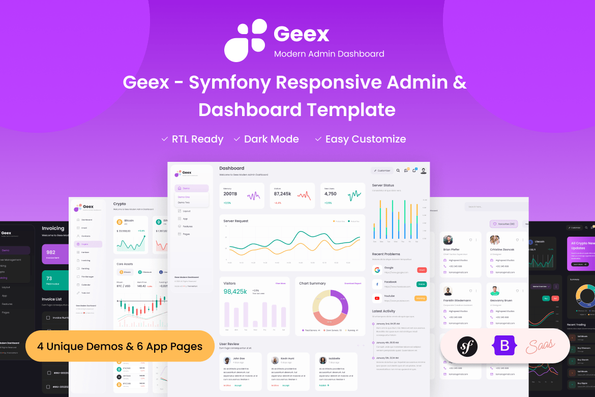 Geex - Template Admin & Dashboard Symfony yang Responsif dan Modern